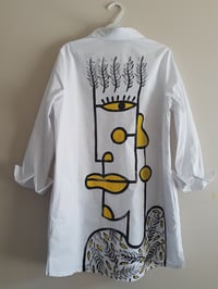 Image 3 of long white shirt, hand painted...medium