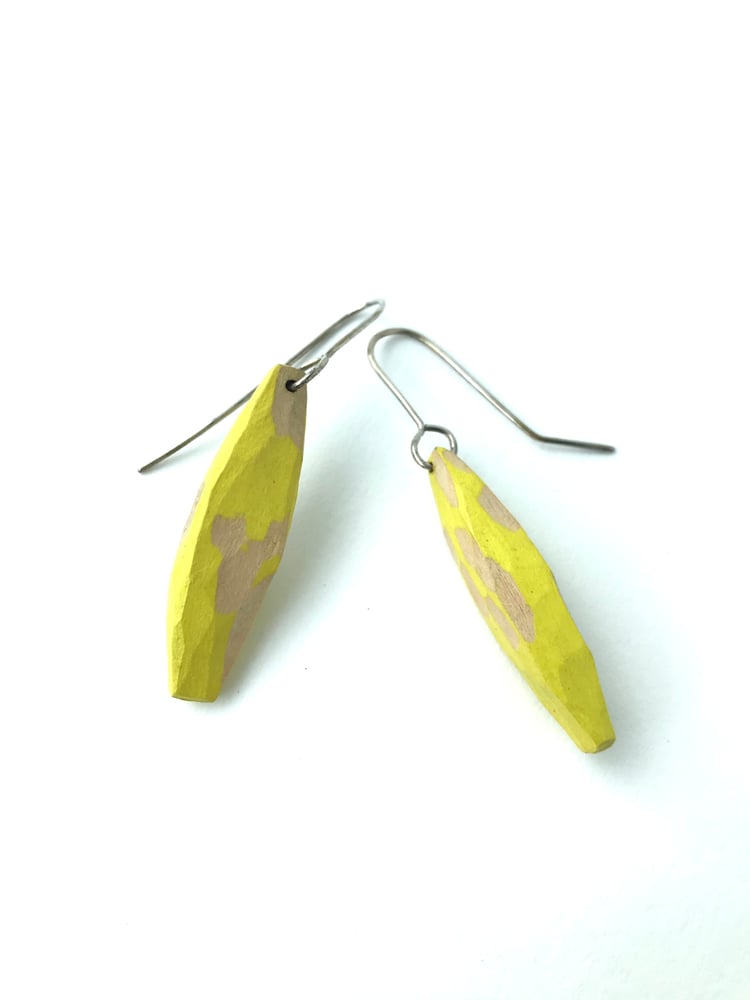 Image of Carved wooden earrings- yellow