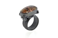 Image 2 of Contemporary ring, quartz with mineral inclusions in oxidized silver interlaced cubes. Jewellery