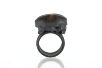 Image 3 of Contemporary ring, quartz with mineral inclusions in oxidized silver interlaced cubes. Jewellery