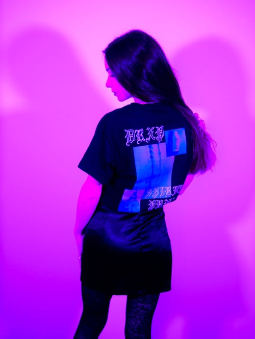 Image of SPIRIT PUNX DARK BLUE/ BLACK SHORTSLEEVE TEE