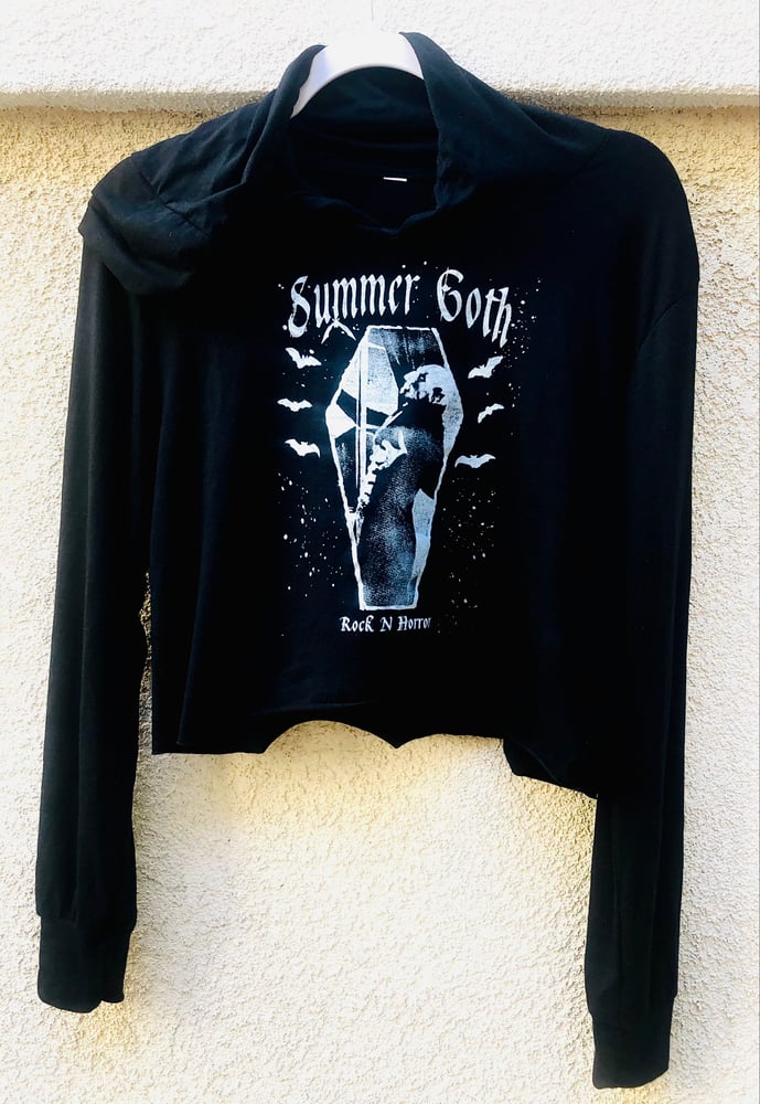 Image of Summer Goth Cropped Long-Sleeve Tee Hoodie