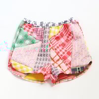 Image 2 of gingham plaid vintage fabric poly 70s knit size 6/8 dolphin dolfin hem courtneycourtney shorts