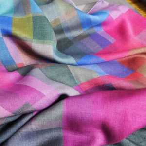 Image of Merino-Silk Stained Glass Magenta Button Shawl/Scarf