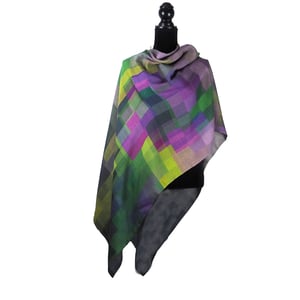 Image of Merino-Silk Stained Glass Mauve Button Shawl/Scarf