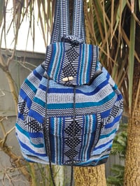 Image 3 of MALIA Mexican Baja woven fabric Backpack - BLUE