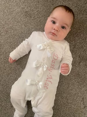 Image of Named babygrow bow hat 