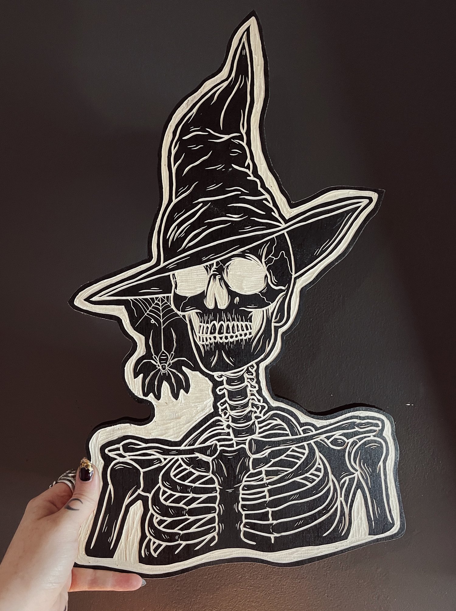 Image of Skeleton Witch Woodcut