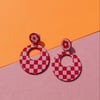 pink & red checkered dangles