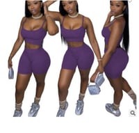 Two piece purple biker short set