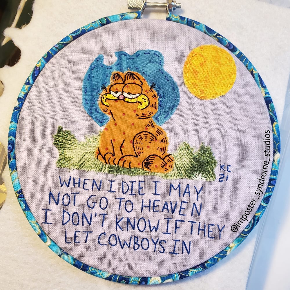 Image of Cowboy Garfield - 6" Hoop (Made to order)