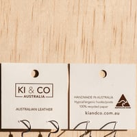 Image 3 of Handmade Australian leather leaf earrings - Copper, bronze leopard on white, saddle tan [LLW-502]