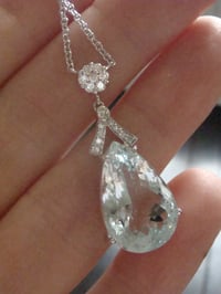 Image 3 of Modern 18ct white gold natural aquamarine 6.76ct & diamond 0.68ct drop necklace