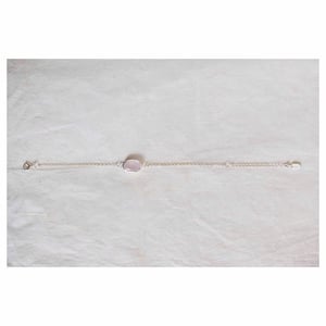 Image of Rose Quartz cabochon oval shape silver chain bracelet