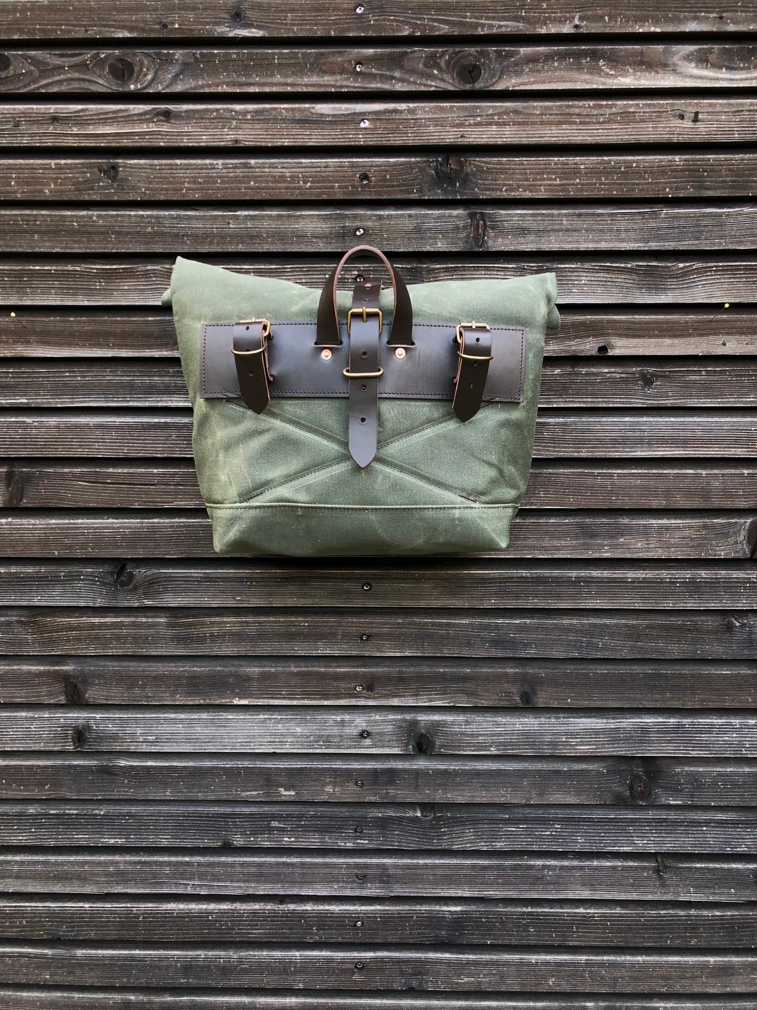 Image of Olive green waxed canvas saddlebag for Super73 Motorbike bag Motorcycle bag  