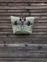 Image 4 of Olive green waxed canvas saddlebag for Super73 Motorbike bag Motorcycle bag  