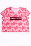 "Offbeat Peach" All Over Crop Shirt
