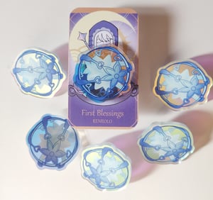 Image of Genshin Impact Iridescent Acrylic Pins || Acquaint Fate & Primogem