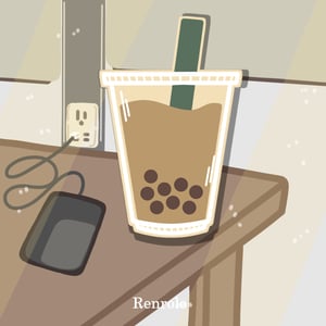 Image of Boba Milk Tea Wooden Pin