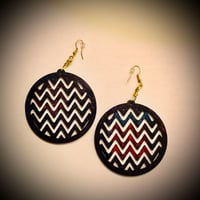 Image 3 of Zig Zag Moon Wood Earrings