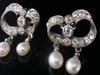VICTORIAN GEORGIAN 18CT SILVER FRENCH NATURAL PEARL OLD CUT DIAMOND EARRINGS