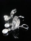 VICTORIAN GEORGIAN 18CT SILVER FRENCH NATURAL PEARL OLD CUT DIAMOND EARRINGS