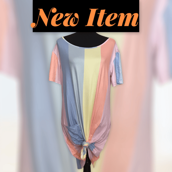 Image of Striped Mini Dress with Pockets