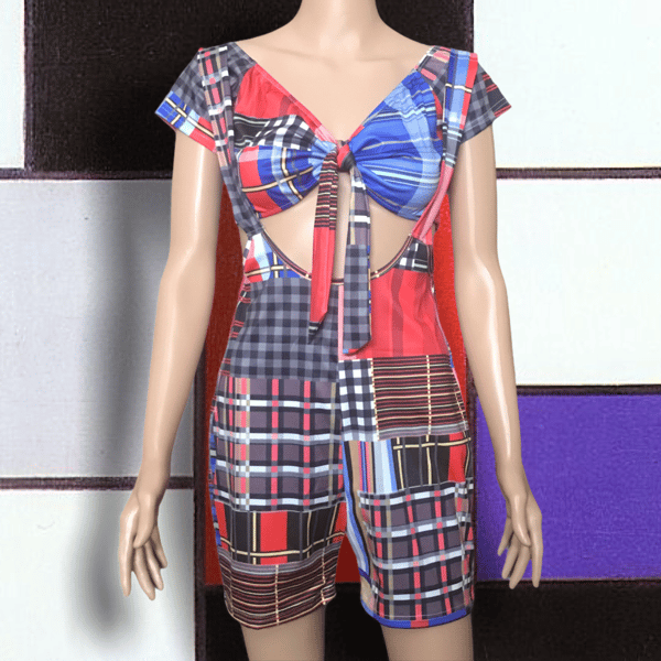 Image of Plaid Crop Top & Suspenders Romper