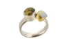 Sterling Silver Round, 'Strata' Ring with star rutile quartz and and Australian pipe opal 18ct gold