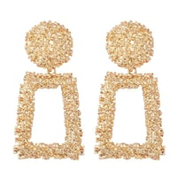 Image 3 of Gold Rectangle Drop Earrings 