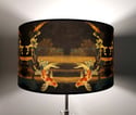 Koi on Black and Gold Drum Lampshade by Lily Greenwood (45cm Diameter)