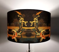 Image 3 of Koi on Black and Gold Drum Lampshade by Lily Greenwood (45cm Diameter)