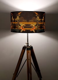 Image 4 of Koi on Black and Gold Drum Lampshade by Lily Greenwood (45cm Diameter)