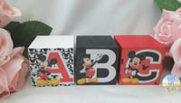 Image 2 of Mickey Mouse Inspired Wood ABC Blocks, Mickey Mouse Nursery,Mickey room decor,Mickey new baby gift