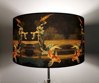 Image 5 of Koi on Black and Gold Drum Lampshade by Lily Greenwood (45cm Diameter)