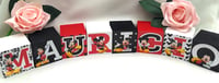 Image 2 of Mickey Mouse Inspired Wood Name Blocks, Mickey nursery,Mickey new baby gift,mickey centrepiece 