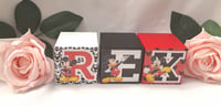 Image 1 of Mickey Mouse Inspired Wood Name Blocks, Mickey nursery,Mickey new baby gift,mickey centrepiece 