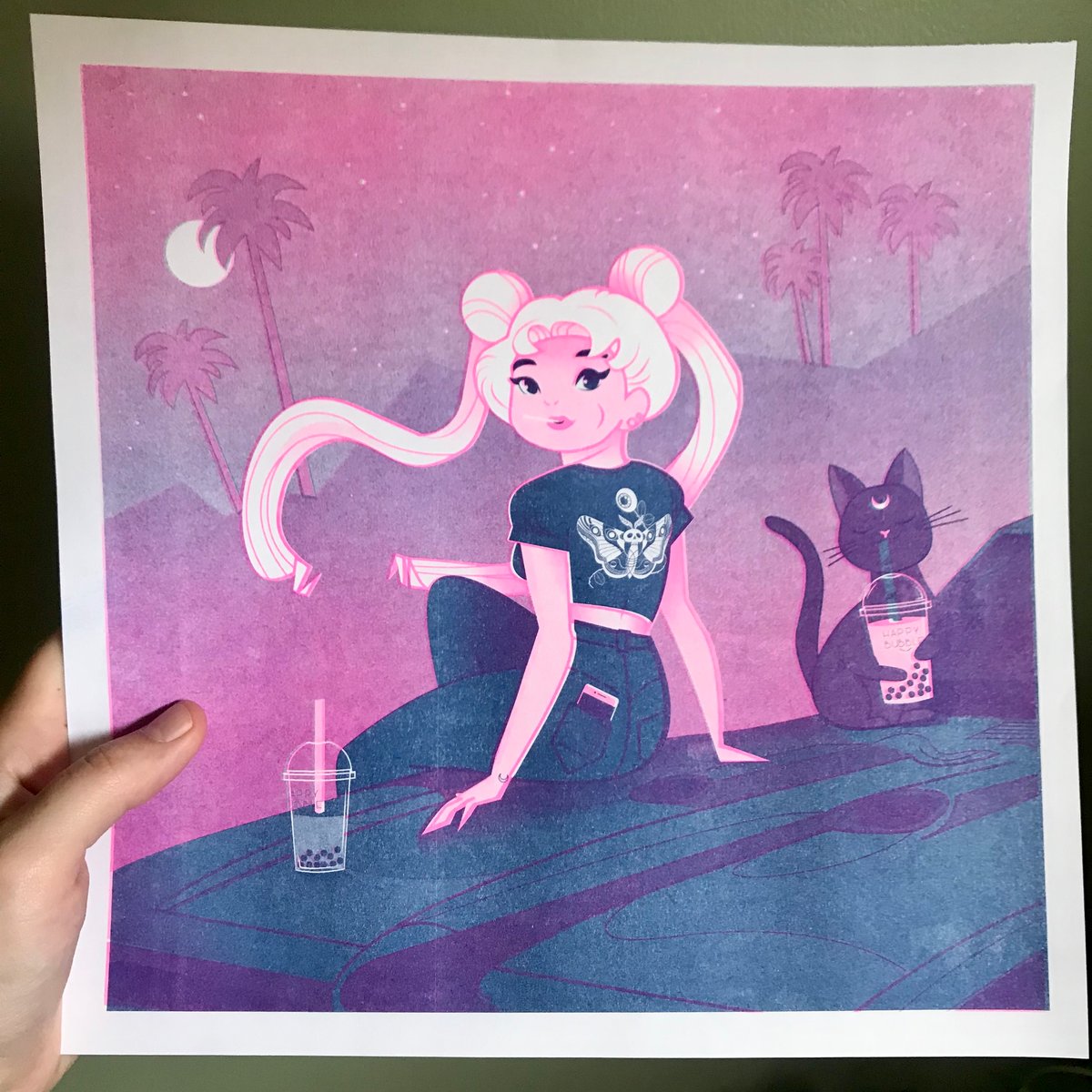 Image of "Sailor Moon in LA" Risograph Print