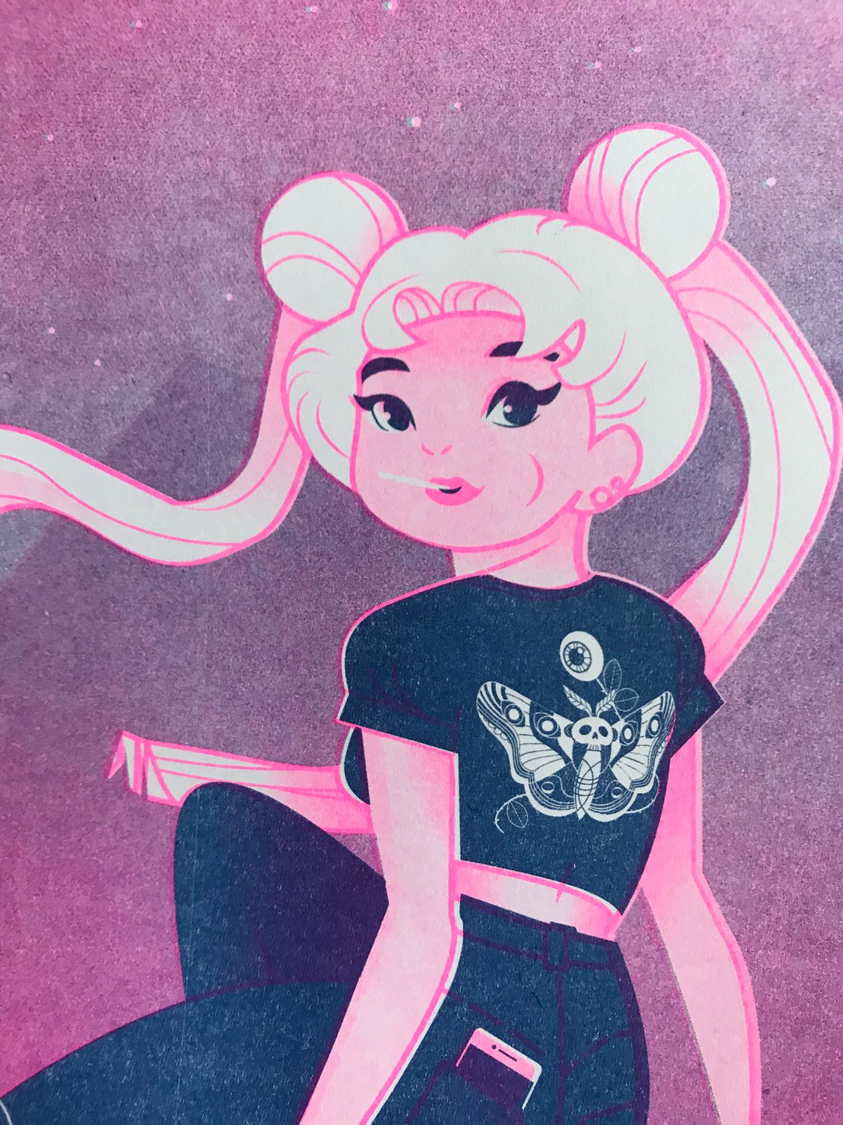 Image of "Sailor Moon in LA" Risograph Print