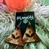 "Eye Come In Peace" Wood Earrings