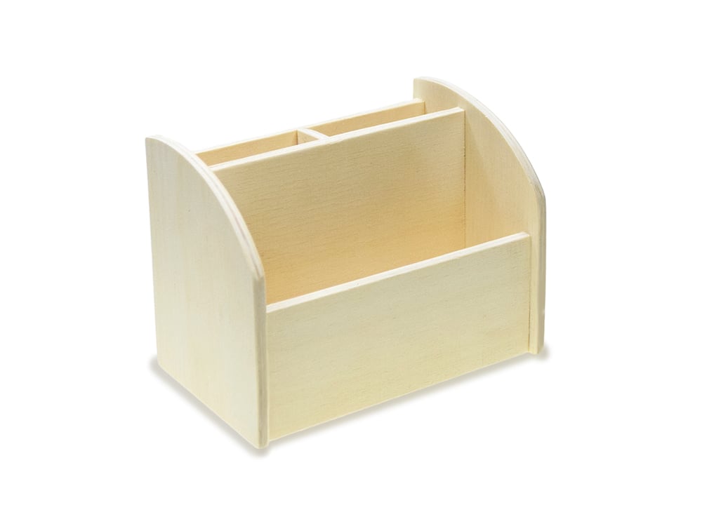 Image of 3-Compartment Wood Desk Caddy 