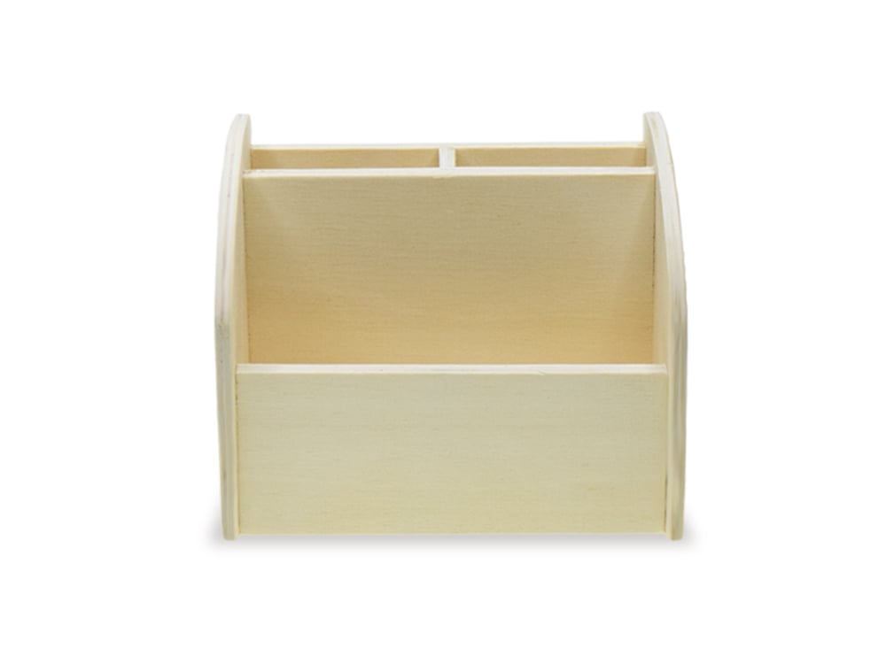 Image of 3-Compartment Wood Desk Caddy 