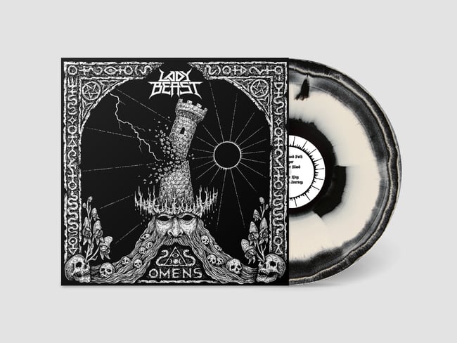 LADY BEAST - Omens (12" LP on screen printed Black/White Splatter Vinyl)