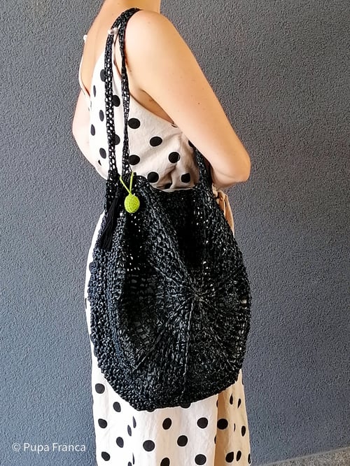 Image of Big Crochet Raffia Bag in Black