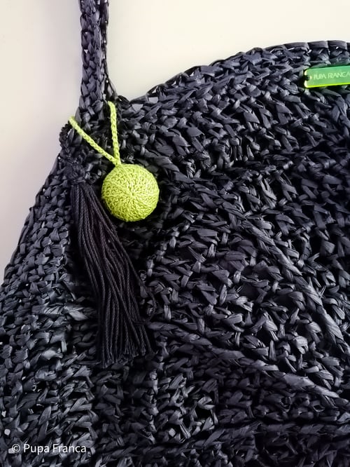 Image of Big Crochet Raffia Bag in Black