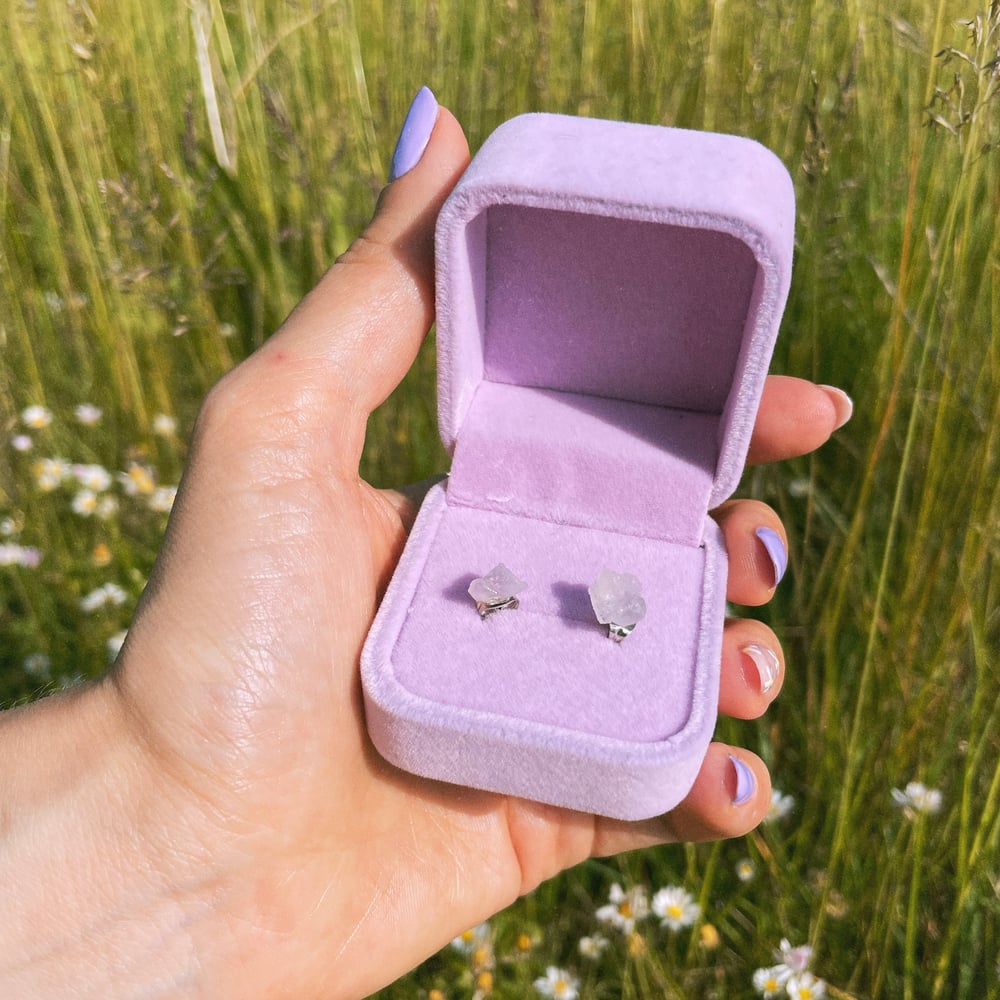 Image of Bergenia - Amethyst raw crystal stud earrings