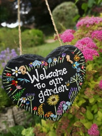 Image 3 of Welcome to my garden slate heart