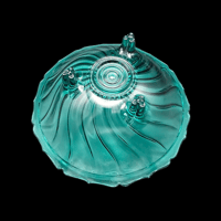 Image 3 of 1930's Jeanette Swirl Ultramarine 3 Toed Candy Dish