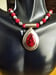 Image of STERLING SILVER RED GEMSTONE NECKLACE