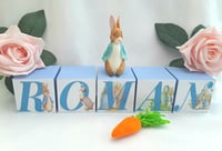 Image 1 of Peter rabbit Inspired Wood Name Blocks,Peter rabbit nursery,Peter rabbit new baby gift,Peter rabbit 